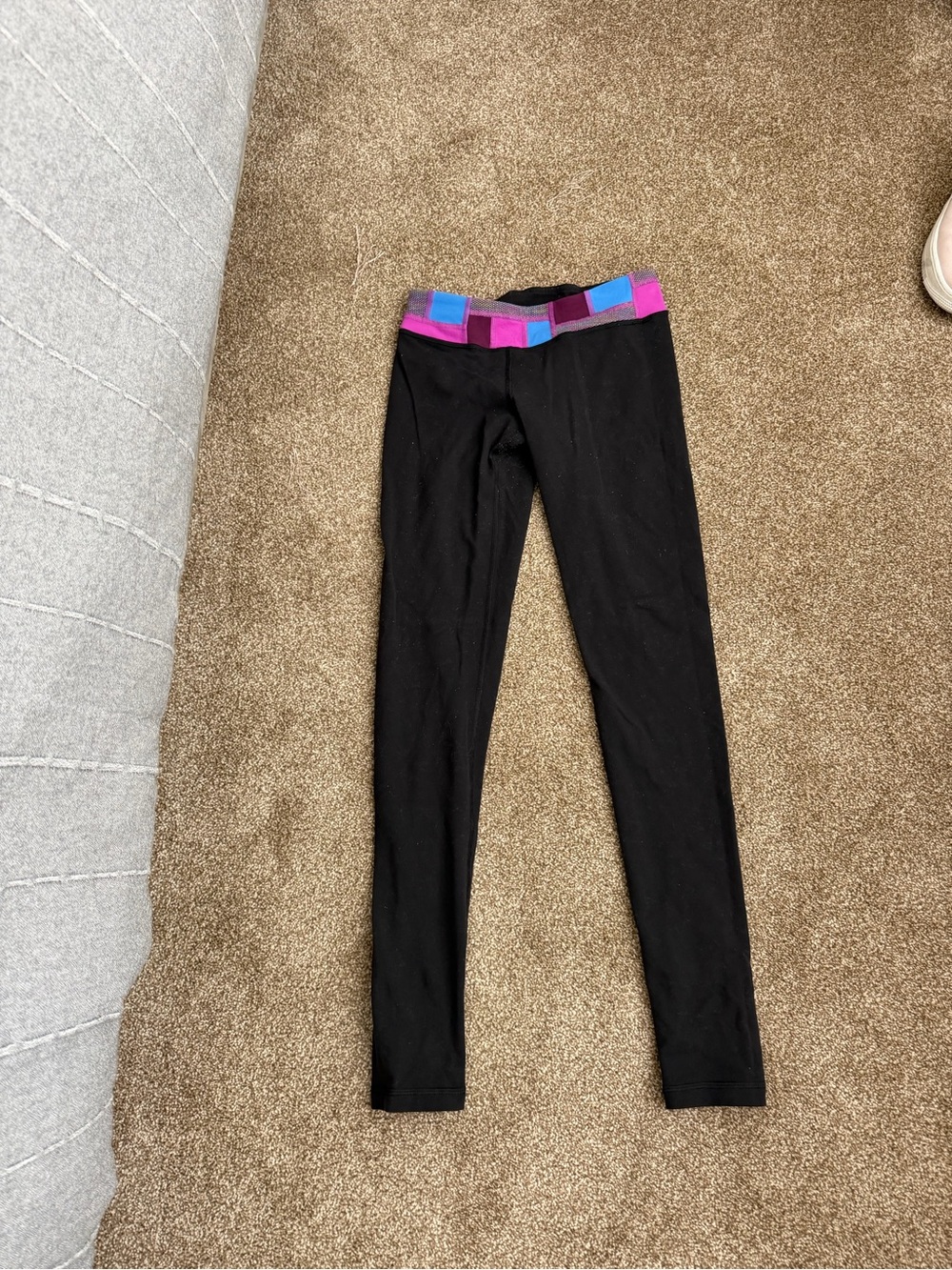 Black Leggings with Purple, Blue, & Pink Waistband